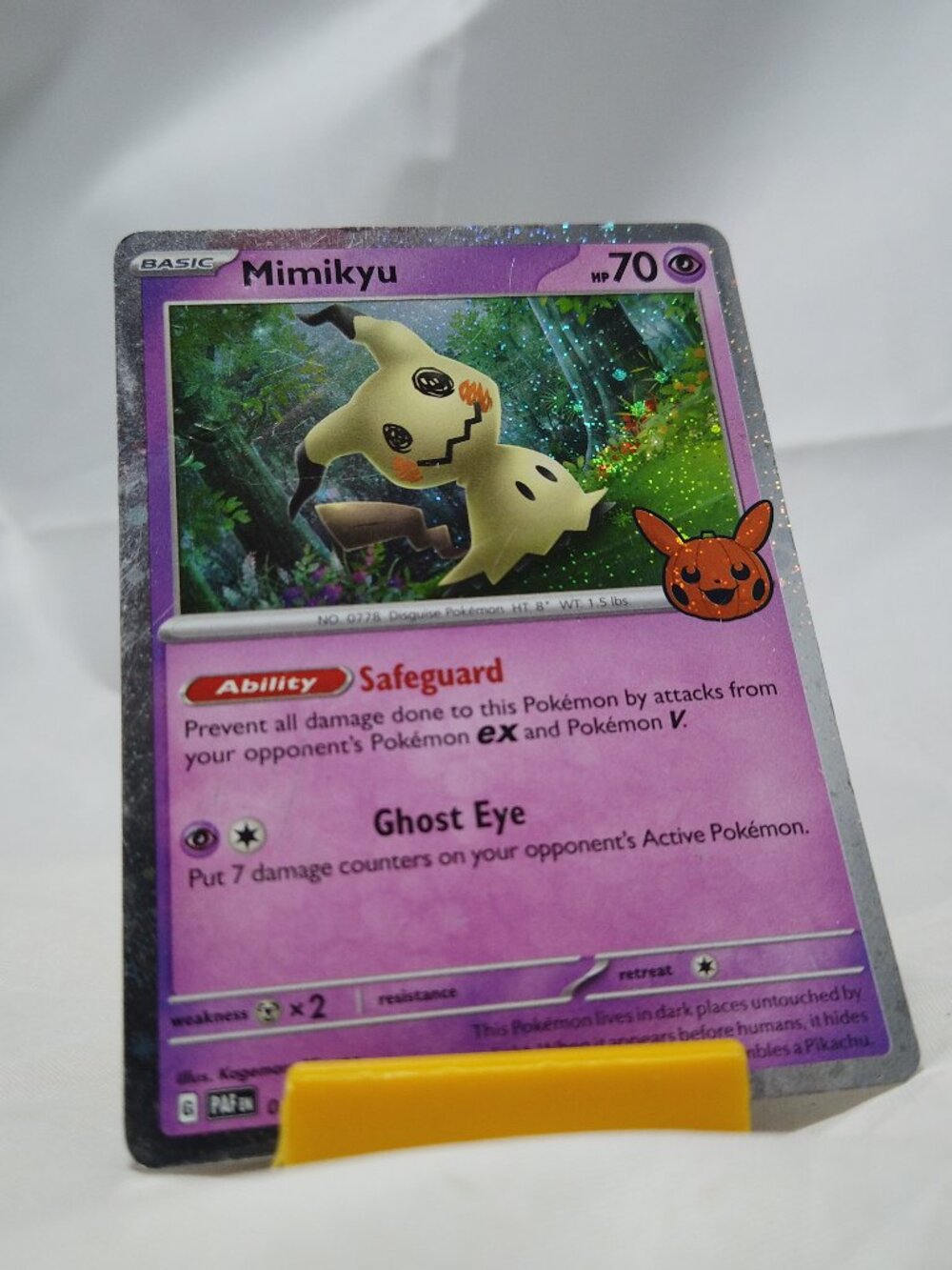 Pokemon Mimikyu 37/91 Paldean Fates Tick or Trade Card Rare Holo DMG